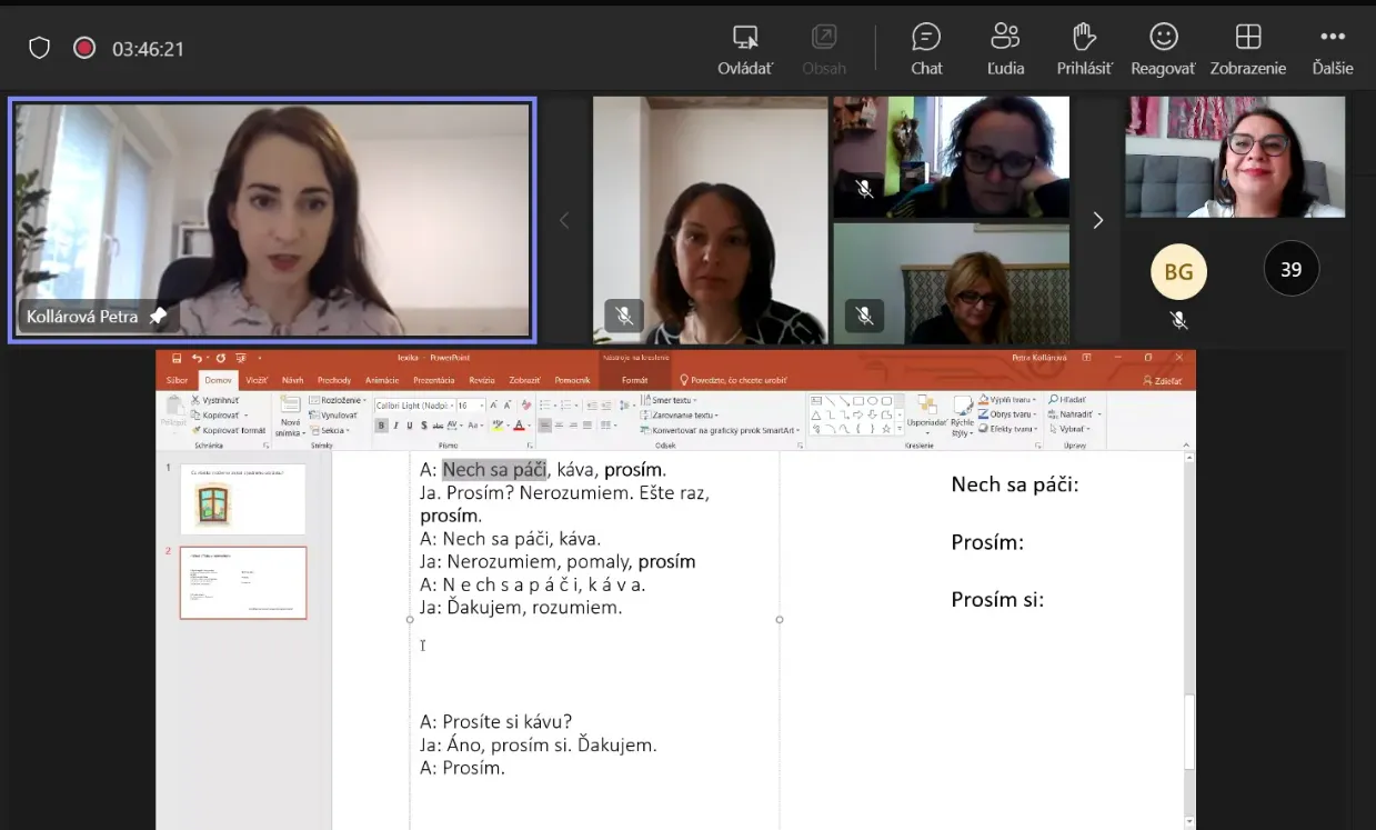 Screenshot s jazykového kurzu.