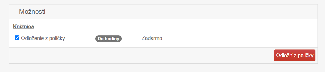 Náhľad obrazovky - Odloženie z položky