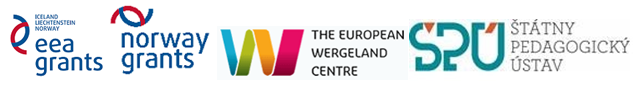 Na obrázku sú Logá eea grants, norway grants, th european wergeland centre, ŠPU