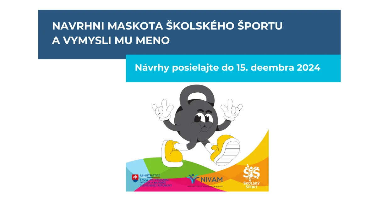 Na obrázku je maskot pod ním logá ministrstva školstva