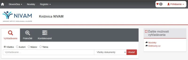 Na obrázku sa nachádza náhľad na obrazovku online katalógu Online katalógu KIS Tritius