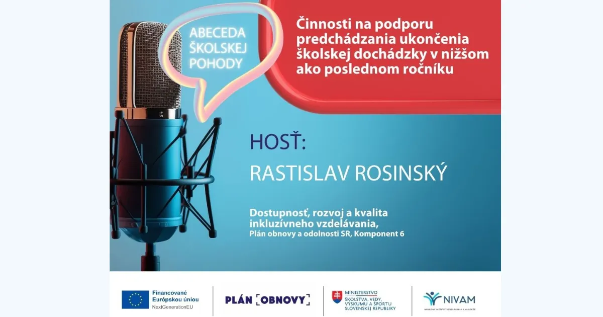 Grafika s názvom podcastu a hosťom.