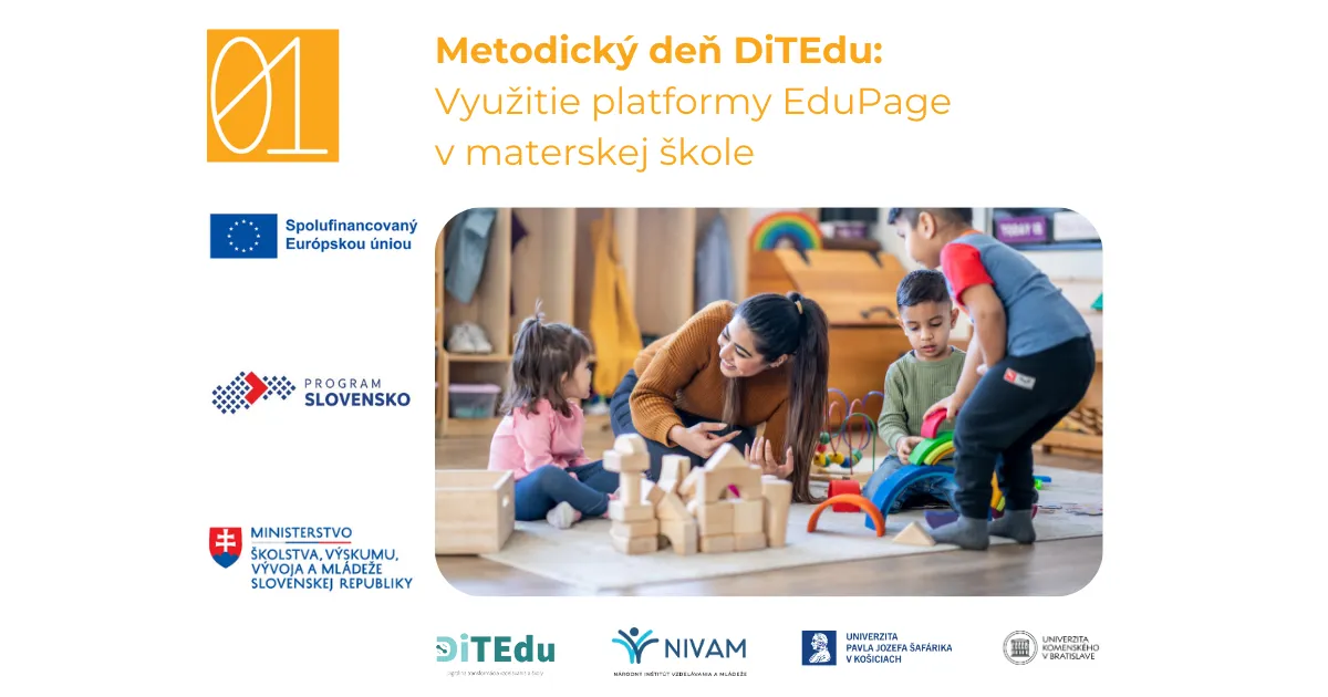 Na obrázku učiteľka s deťmi v materskej škole