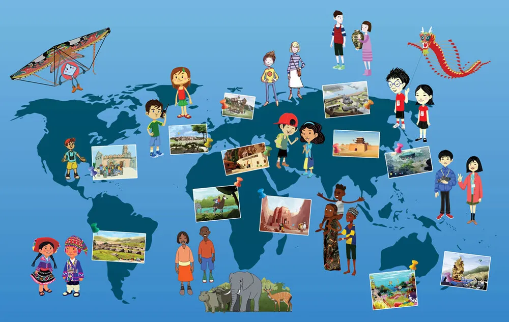 Na fotke grafika UNESCO súťaže pozostávajúca z mapy